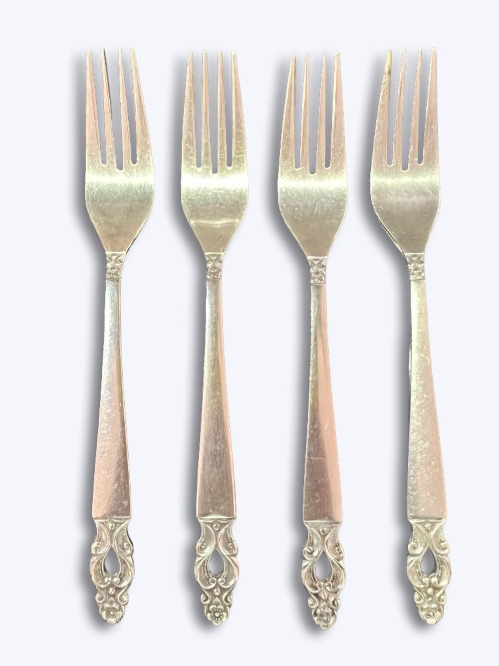 National Stainless Olaf 4 Dinner Forks 7.5" Burnished Japan Vtg Floral